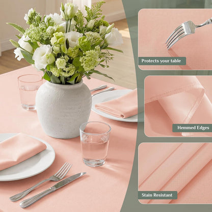 Softalker Rectangle Tablecloth, Waterproof Table Cloths Wrinkle Free Fabric Washable Polyester Table Cover for Dining Tables Party Outdoor Camping Parties Buffet - 60 x 84 inch, Pink