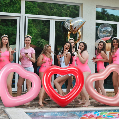 Zhanmai 3 Pcs Inflatable Heart Pool Float 47.3 x 39.4 Inch Swim Heart Shaped Pool Rings for Adults Water Floatie Summer Swimming Tube for Beach Bachelorette Part
