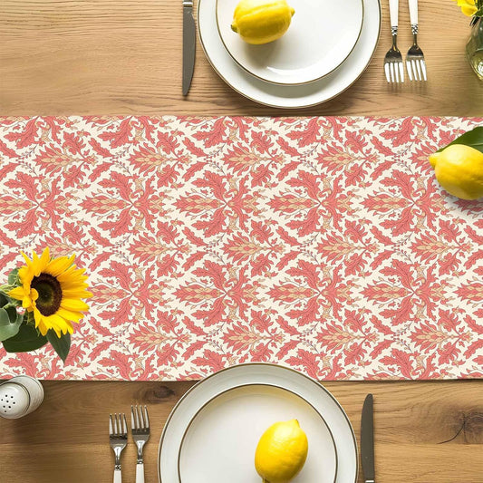 Pink Baroque Pattern Table Runner for Dining Table, Vintage European Style Table Runners for Wedding Party Buffet Kitchen Home Decor 13x72in