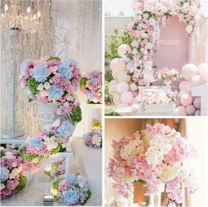 Serwalin 𝟱𝙋𝘾𝙎 3D Real Touch Hydrangea Artificial Flowers, 20in Lifelike Pink Latex Fake Hydrangea Flowers for Wedding Office Family Party Living Room Table Decoration (Pink)