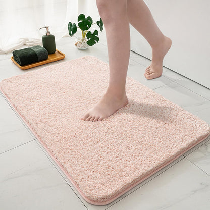 MIULEE Blush Bathroom Rugs Set 2 Piece, Small Soft Absorbent Microfiber Bath Mat Set, Non Slip Quick Dry Machine Washable Plush Shaggy Bath Rugs for Bathroom Floor, Tub and Shower, 16x24 inches