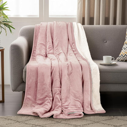 Utopia Bedding Sherpa Blanket Full Size (Pink, 90x84 Inches) - Soft Lightweight Plush Fleece Reversible Blanket for Bed, Sofa, Couch, Camping and Travel