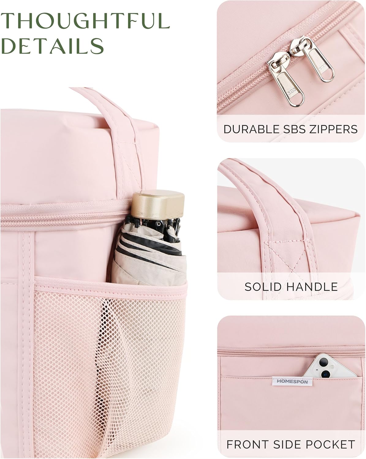 HOMESPON Lunch Box for Women Men - Insulated Lunch Bag Waterproof Lightweight Cooler Bag for Work, Picnic, Travel (Medium, Pink)