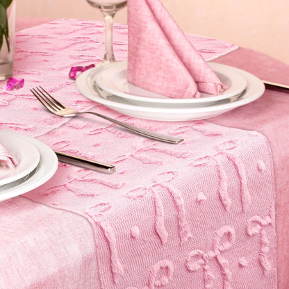 FYSUIMU Pink Bow Dot Table Runner 3D Bow Knot Plush Faux Fur Dining Table Cover for Coquette Party Home Kitchen Decoration, 13 x 72 Inch