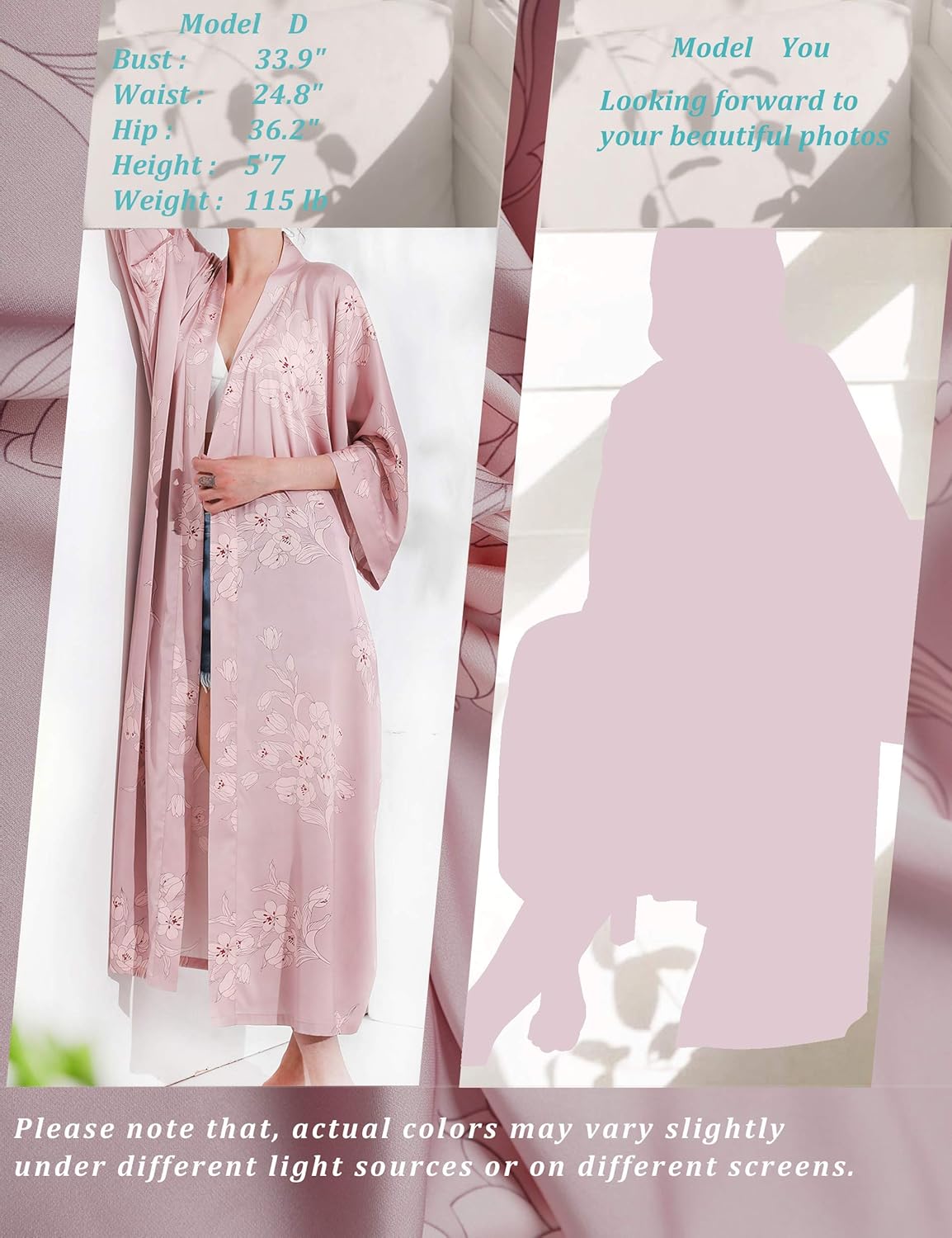 Aensso Long Floral Kimono Robe for Women Luxury Lightweight Silky Japanese Satin Bathrobe for Bridal, Spa & Lounging