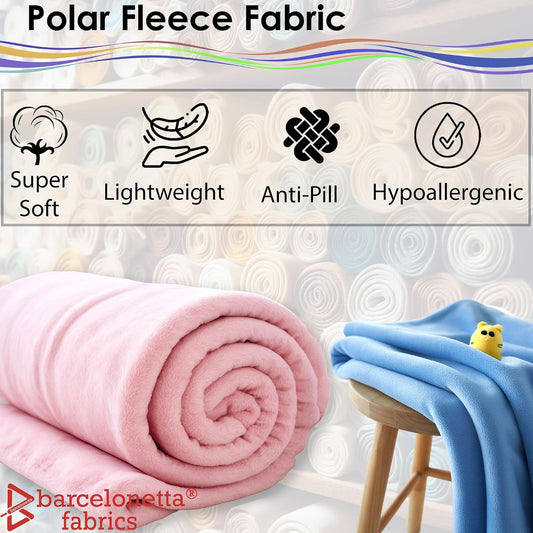 Barcelonetta | Fleece Fabric | Blanket Fabric | 36"X60" | Polar Fleece | Soft, Plush, Anti-Pill | Poncho, Pillow Cover, PJ Pants, Cushion, Liners, Eye Mask (Pink, 1 Yard)