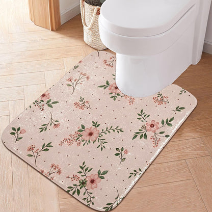 Elegant Flowers Pink Bathroom Mat Rug 24" x 16" Non Slip Super Absorbent Quick Dry Bath Mats for Bathtub Fluffy Rugs