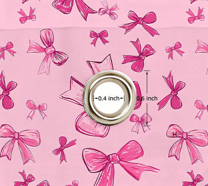 SDIII Pink Bow Shower Curtain Set 72x72 Inch, Waterproof Microfiber Cute Pink Shower Curtain Set Bowknot for Aesthetic Princess Themed Bathroom Decor