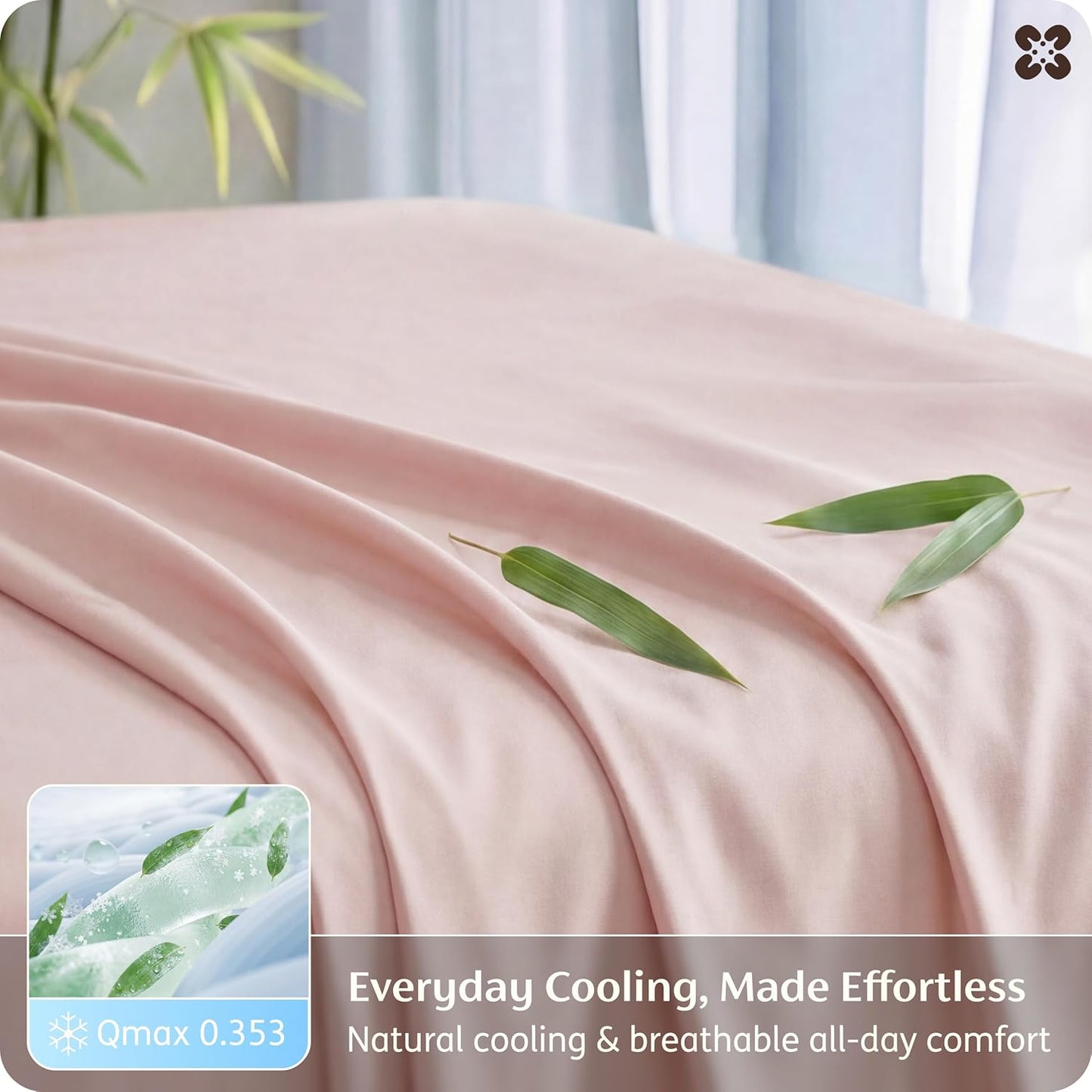 Bedsure Queen Sheet Set, Rayon Derived from Bamboo, Cooling Sheets, PureWoven, Breathable & Soft, Deep Pocket Up to 16 Inches, Hotel Luxury Silky Bedding for Hot Sleepers, Pink