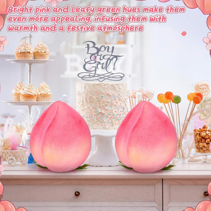 AceOrbit 2 Pcs Large Artificial Peach 7.48 Inch Foam Faux Peach Decorations Lifelike Fake Fruit Simulation for Home Birthday Party Cabinet Table Festival Kitchen Harvest Photography Prop