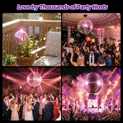 16 Inch Mirror Disco Ball lamp, Pink 16" Disco Ball Decor Hanging Disco Ball for Party Wedding Holiday Home Decoration, Replacement Mirror x 20pcs (Pink, 16inch)