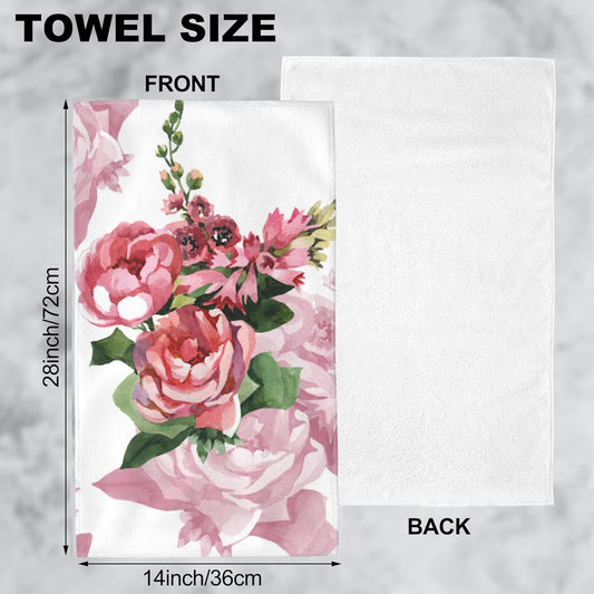 Pink Roses Hand Towel for Bathroom Set of 2 Hand Bath Towels Soft Absorbent Decorative Towels for Bathroom Kitchen Yoga Home Decor 14 x 28 in