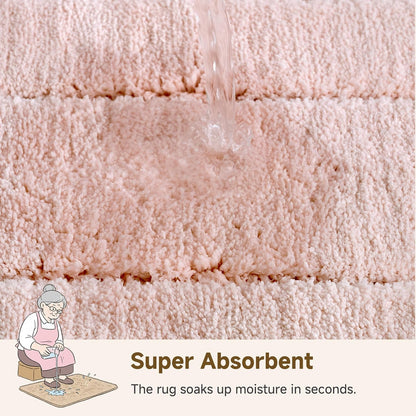 GRANNY SAYS Bathroom Rugs and Mats, 16" x 24" Non-Slip Bath Mat for Bathroom, Super Soft Absorbent Microfiber Bath Rug, Machine Washable and Dry, Small Pink Rug for Shower, Tub and Bath Floor