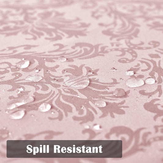 SASTYBALE Pink Jacquard Damask Rectangular Tablecloth 60 x 102 Inch | Spill-Resistant Soft Polyester Tablecloth, Wrinkle-Resistant Damask Table Cloth For Dining Room, Wedding And Anniversary