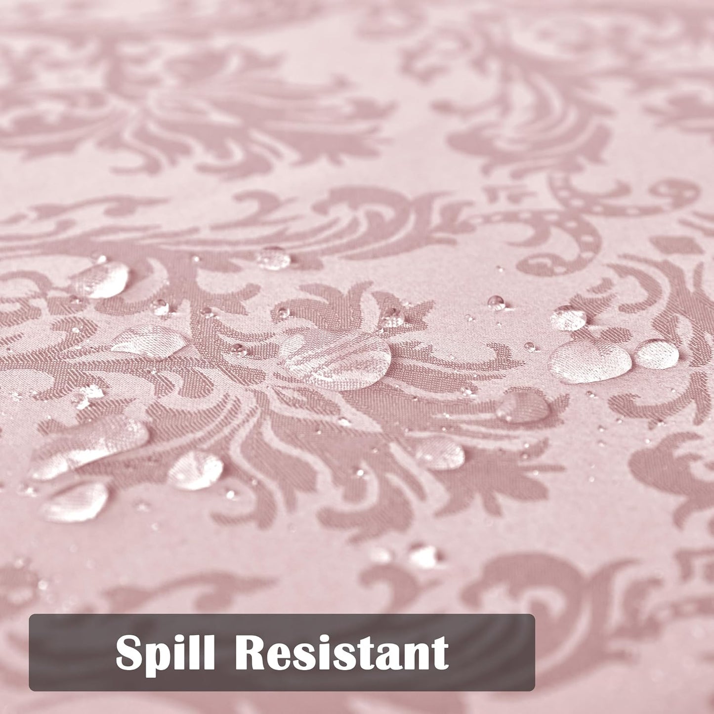 SASTYBALE Pink Jacquard Damask Rectangular Tablecloth 60 x 84 Inch | Spill-Resistant Soft Polyester Tablecloth, Wrinkle-Resistant Damask Table Cloth For Dining Room, Wedding And Anniversary