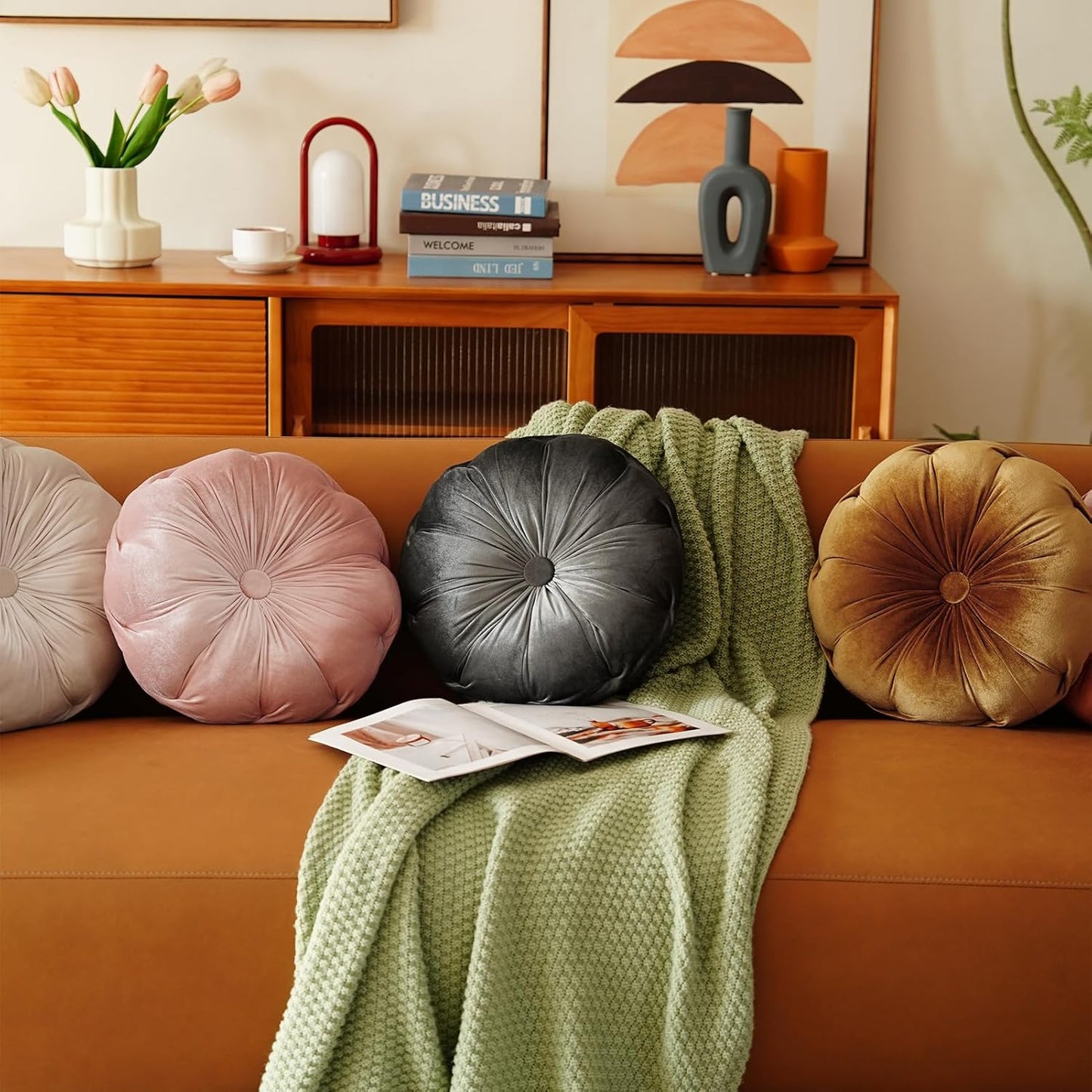 ARTMAGIC Floral Throw Pillow Velvet Flower Shaped Decorative Throw Pillows Cushion Ultra Soft Cute Floor Pillow for Couch Bed Sofa (Light Pink)