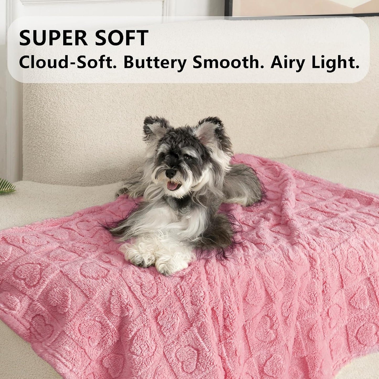 gogobunny Pet Blanket for Dogs Cats, 300GSM Ultra Soft Coral Fleece Blanket, Washable Small Dog Cat Blanket, Calming Crate Mat, Furniture Protector for Couch Bed Car Seat, Pink, 25x35IN