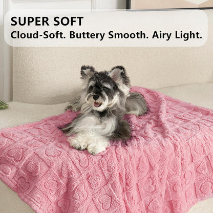 gogobunny Pet Blanket for Dogs Cats, 300GSM Ultra Soft Coral Fleece Blanket, Washable Small Dog Cat Blanket, Calming Crate Mat, Furniture Protector for Couch Bed Car Seat, Pink, 25x35IN