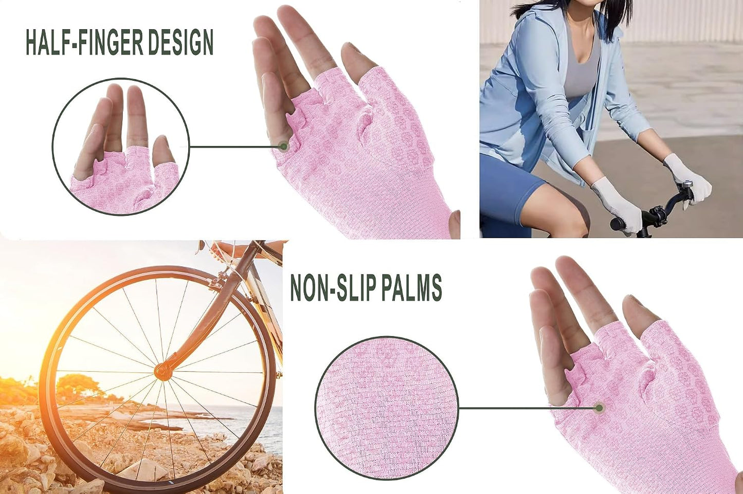 Men's Women's SPF Fingerless Gloves Mittens Sun Protection Unisex Driving Gloves UPF 50+ With Silicone Gel
