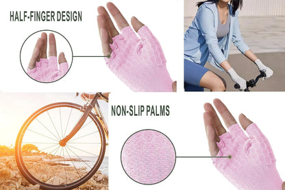 Men's Women's SPF Fingerless Gloves Mittens Sun Protection Unisex Driving Gloves UPF 50+ With Silicone Gel