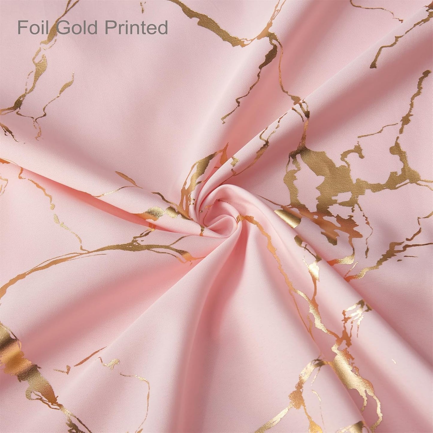 Pink Shower Curtain - Luxury Foil Gold Printed Pink and Gold Marble Shower Curtains for Bathroom, Glitter Bathroom Curtain with Hooks, Waterproof Washable Fabric, Standard 72x72 Inches