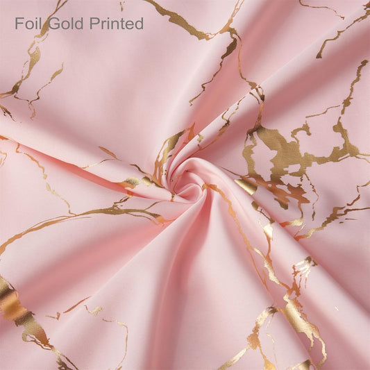 Pink Shower Curtain - Luxury Foil Gold Printed Pink and Gold Marble Shower Curtains for Bathroom, Glitter Bathroom Curtain with Hooks, Waterproof Washable Fabric, Standard 72x72 Inches