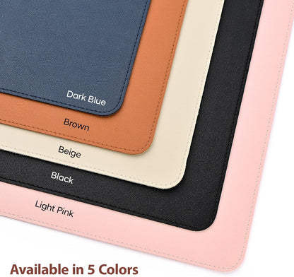 Leather Desk Pad Protector, Office Desk Mat, Large Mouse Pad, Non-Slip PU Leather Desk Blotter, Waterproof Computer Desk Writing Pad for Office and Home (Light Pink, 23.6" x 13.7")