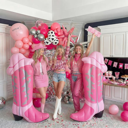 2 Pcs Pink Cowgirl Boot Pool Float Inflatable Pool Rafts 4.6 ft Tall Bachelorette Decor Singles Party Western Cowgirl Theme Decor Summer Lounge Raft Toys for Adults Bride