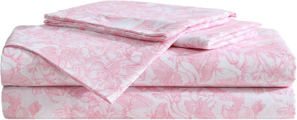 Betsey Johnson - Twin XL Bed Sheets, Fade & Wrinkle Resistant Bedding Set with Matching Sham(s), Soft & Lightweight (Fairytale Floral Pink, Twin XL)