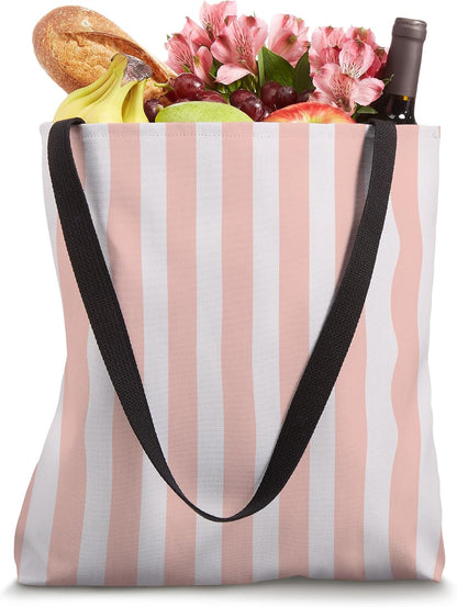 Cute Pastel Peach Pink Striped Pattern Minimalist Tote Bag