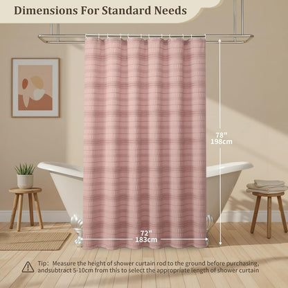 Siiluminisoy Pink Shower Curtain Farmhouse Shower Curtain for Bathroom Rustic Striped Fabric Shower Curtains 72 x 84