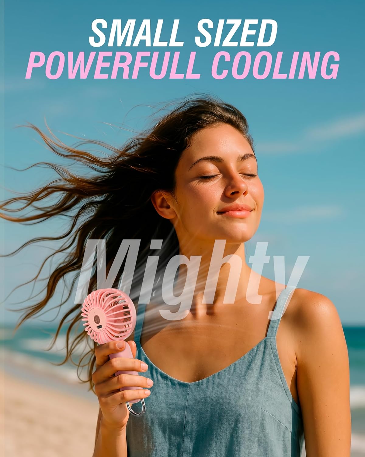 SABRENT ChillyPop Mini Portable Fan, Lightweight & Small Personal Fan, Long Quiet & Powerful Cooling Time, Makeup Kids Travel Fan, Rechargeable USB C Pocket-Sized Summer Gift for Women Girls Pink