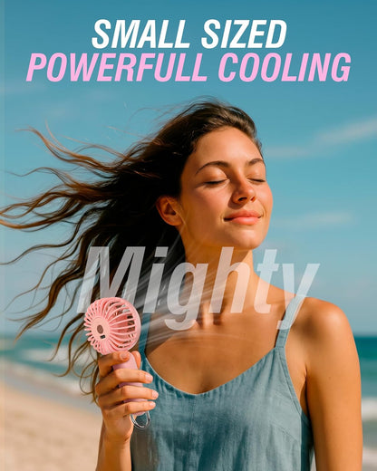 SABRENT ChillyPop Mini Portable Fan, Lightweight & Small Personal Fan, Long Quiet & Powerful Cooling Time, Makeup Kids Travel Fan, Rechargeable USB C Pocket-Sized Summer Gift for Women Girls Pink