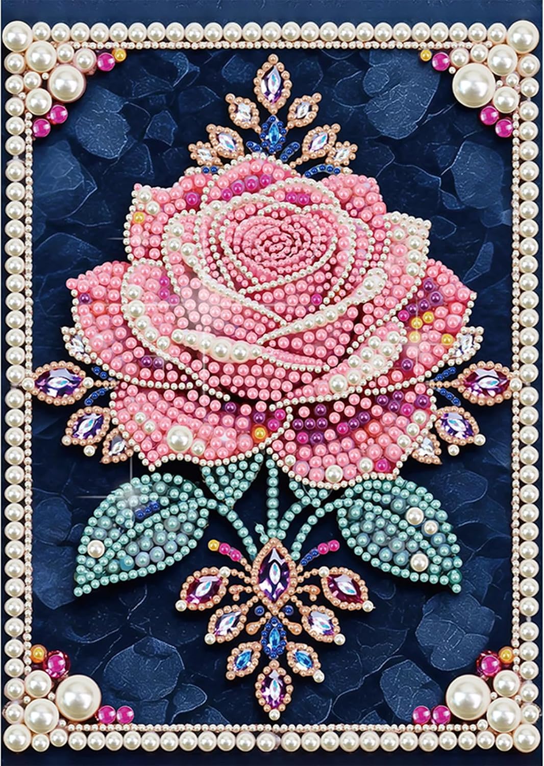 LAKEQUILL Pink Roses Special Shaped 5D DIY Partial Drill Pearl Dots Gem Art Kits 11.81x15.74inch Pearl Paintings Gem Art for Adults Beginners Home Decor (Pink Roses)