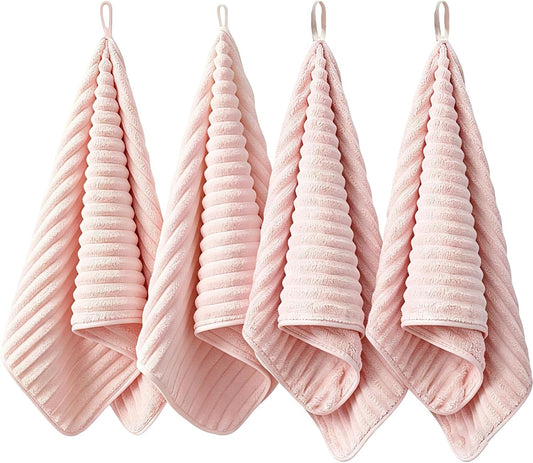 4PCS Pink Microfiber Hand Towels for Bathroom Christmas Decorations Quick Dry Small Towel Set Bathroom Kitchen 14 x29.6inch