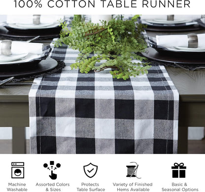 DII Buffalo Check Collection, Classic Farmhouse Table Runner, 14x108, Pink & White
