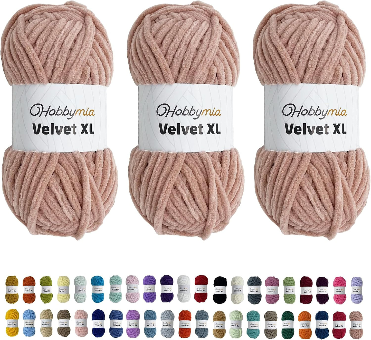 Velvet XL Chenille Yarn - Thick Super Bulky Yarn for Crocheting - Soft Fluffy Plush Yarn for Crochet - 100g / 74yds - Ideal for Baby Blankets & Amigurumi (Deep Peach, 3 Skeins)