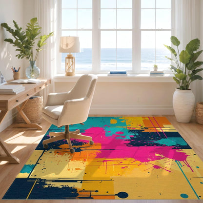 Design&I 4'x6' Smooth Finish Abstract Abstract Washable Mat, Pink for Dorm Room, Small Living Room, Apartment, Flatweave & Snag-Free Daily Traffic Ready Throw Rug | 2092739