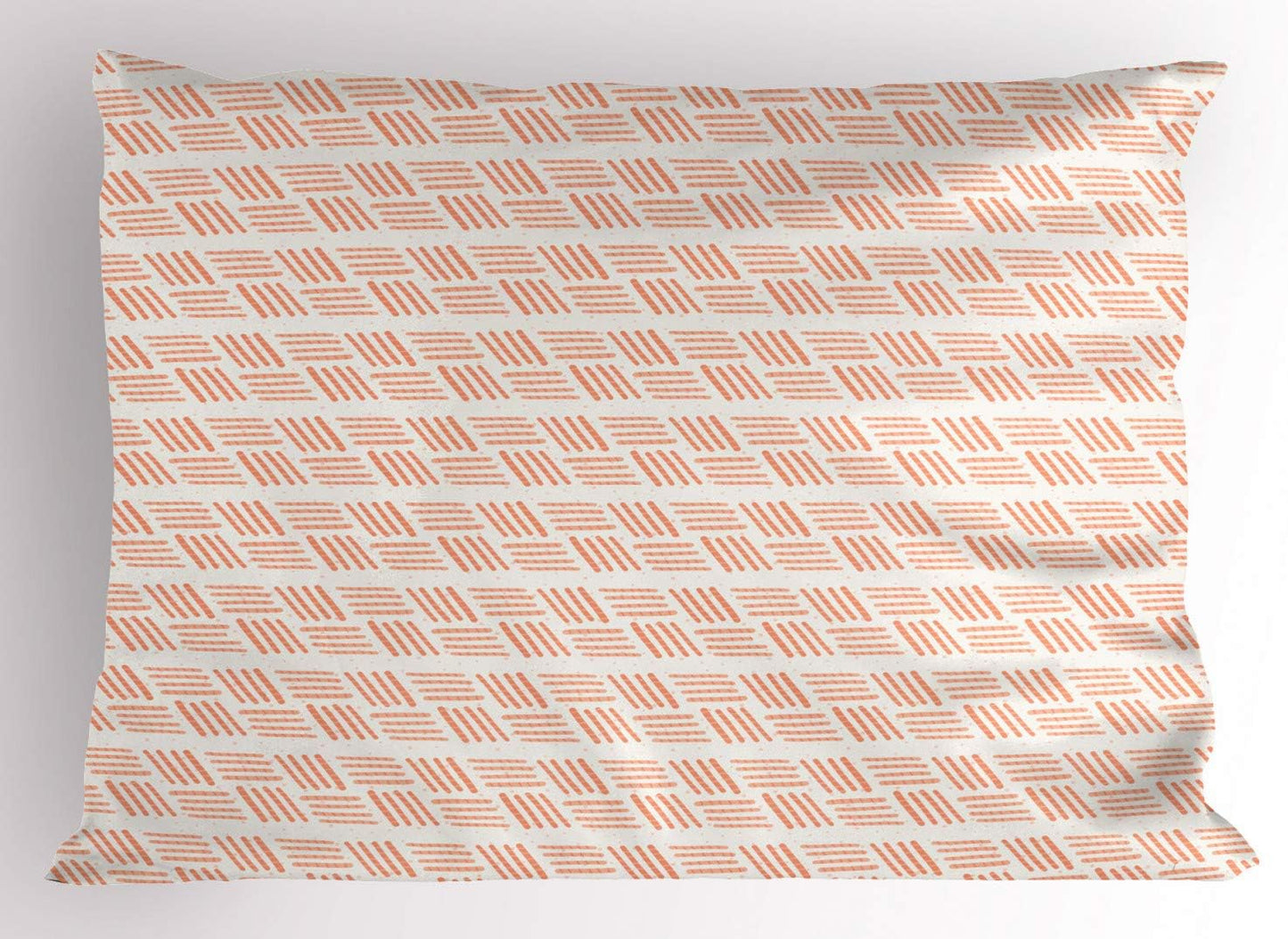 Ambesonne Peach Pillow Sham, Pastel Abstract Simplistic Repetition of Continuous Stripes and Bars, Decorative Standard King Size Printed Pillowcase, 36" X 20", Off White Salmon and Peach