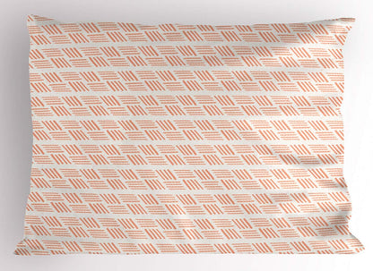 Ambesonne Peach Pillow Sham, Pastel Abstract Simplistic Repetition of Continuous Stripes and Bars, Decorative Standard King Size Printed Pillowcase, 36" X 20", Off White Salmon and Peach