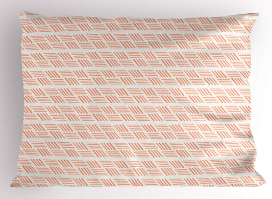 Ambesonne Peach Pillow Sham, Pastel Abstract Simplistic Repetition of Continuous Stripes and Bars, Decorative Standard King Size Printed Pillowcase, 36" X 20", Off White Salmon and Peach