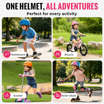 Kids Bike Helmet, Toddler Helmet for Youth Boys Girls Ages 3-5/5-8/8-14 Year Old, Adjustable Fit & Lightweight, Multi-Sport Safety for Skateboard Skating Bicycle Scooter Cycling