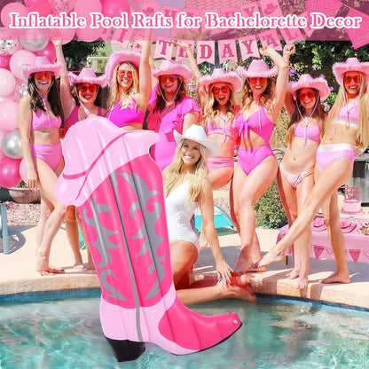 2 Pcs Pink Cowgirl Boot Pool Float Inflatable Pool Rafts 4.6 ft Tall Bachelorette Decor Singles Party Western Cowgirl Theme Decor Summer Lounge Raft Toys for Adults Bride