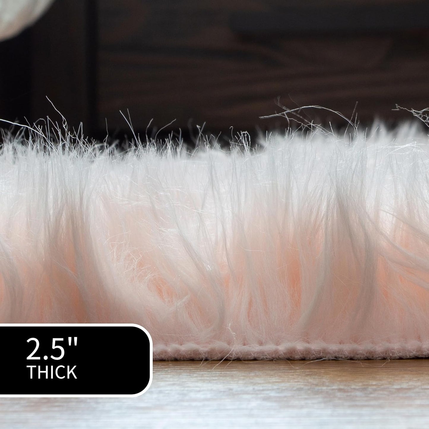 Super Area Rugs Ultra Soft & Fluffy Faux Sheepskin Rug, Light Pink 2 x 4 Feet Sheepskin Carpet for Bedroom Living Room