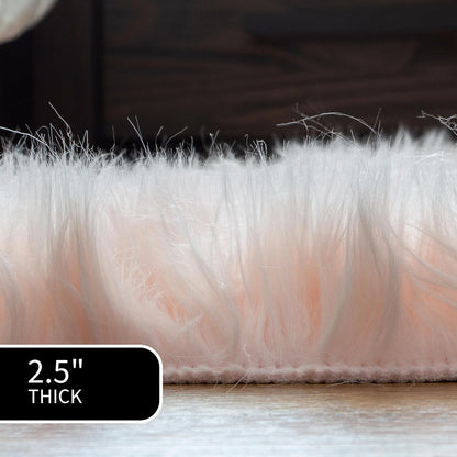 Super Area Rugs Ultra Soft & Fluffy Faux Sheepskin Rug, Light Pink 2 x 4 Feet Sheepskin Carpet for Bedroom Living Room