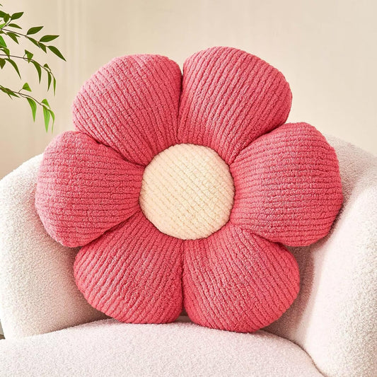 Kcvvcr Flower Throw Pillow, Soft Peach Pink 14.9" Shaped Floor Pillow for Home Decor, Cute Aesthetic Plush Decorative Pillows for Bed, Sofa, Couch