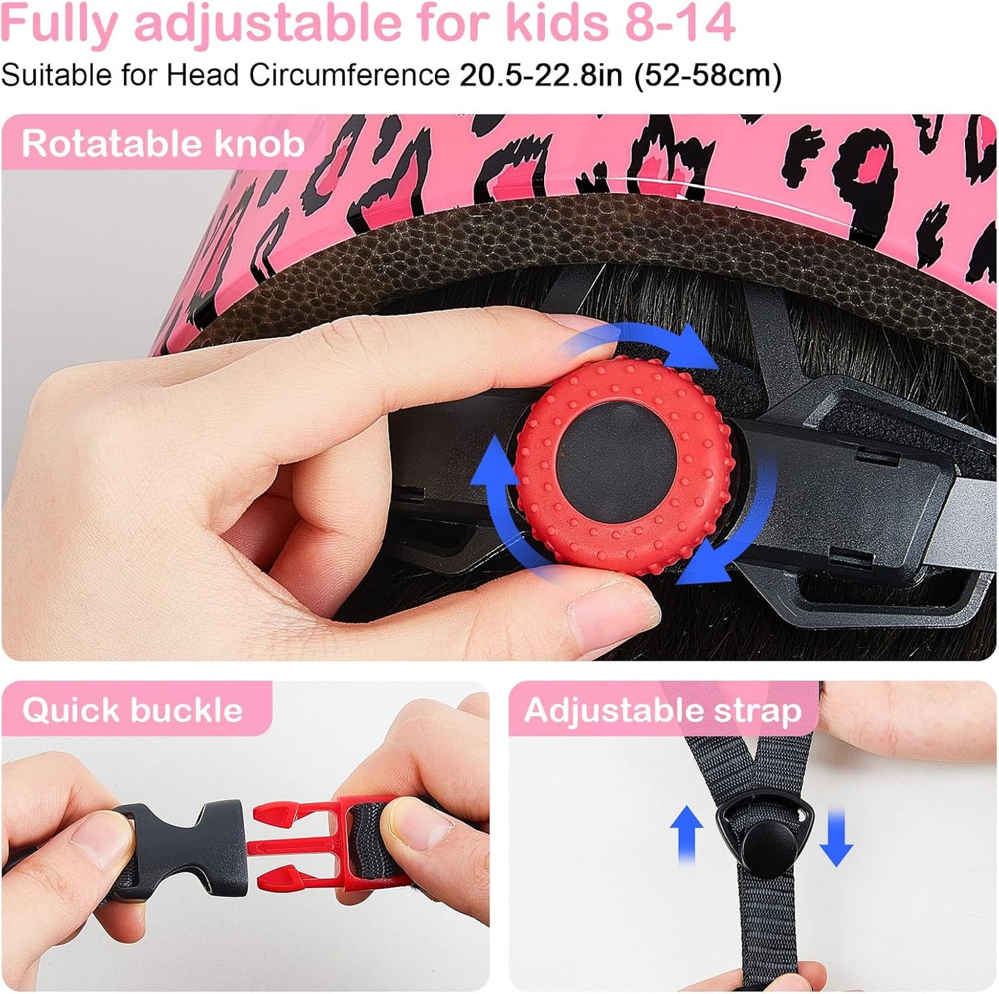Kids Bike Helmet for Girls 3-5/5-8/8-14, Adjustable Helmet with DIY Cat Ears, Cute Toddler Youth Helmets for Skateboard Scooter Cycling Roller Skating