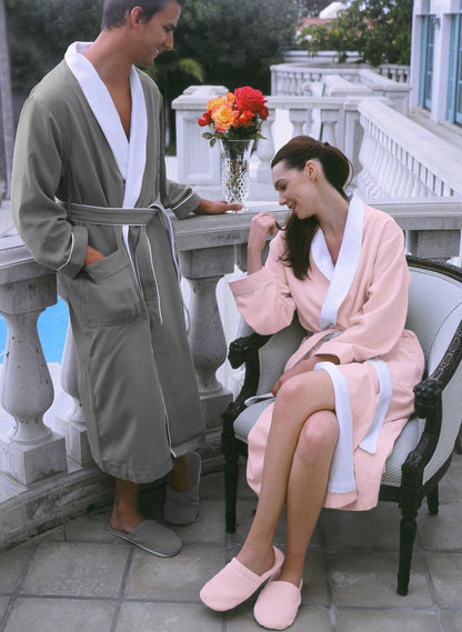 Plush Necessities Luxury Spa Robe - Microfiber with Cotton Terry Lining