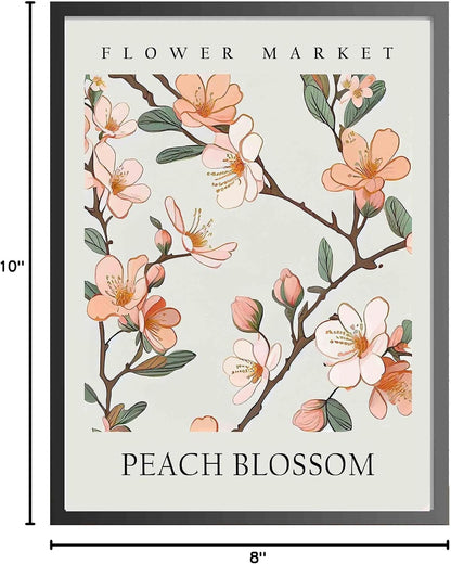 Peach Blossom Flower Market Poster Art Print, Floral Wall art Decor, Botanical Artwork Bedroom Bathroom Living room Decoration 47 (Peach Blossom, 8 x 10 inches, Unframed)