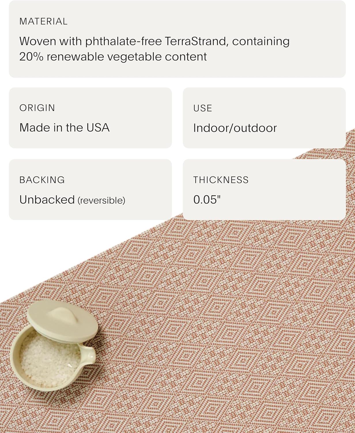 Martha by Martha Stewart | Chilewich Boxwood Placemats in Burnt Coral - Set of 4 - Easy Care Woven Tabletop Textiles - Indoor/Outdoor - 15" Round